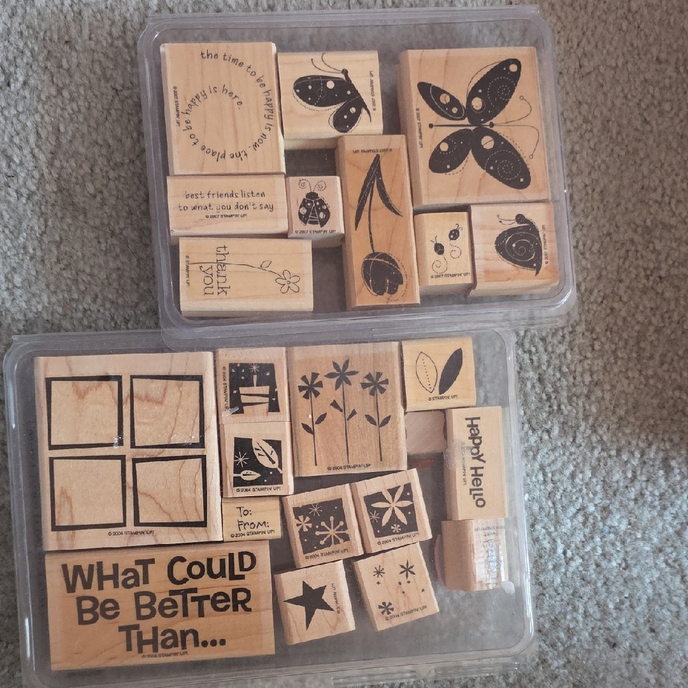 Wooden Stampin! Up! Set with Multiple Designs 23 Stamps Total!